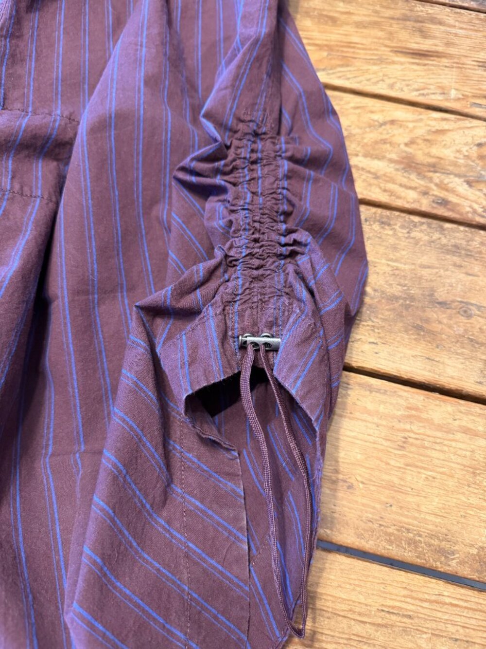 By Anthropologie Striped Shirting Parachute Jumpsuit, size M - Picture 6 of 11
